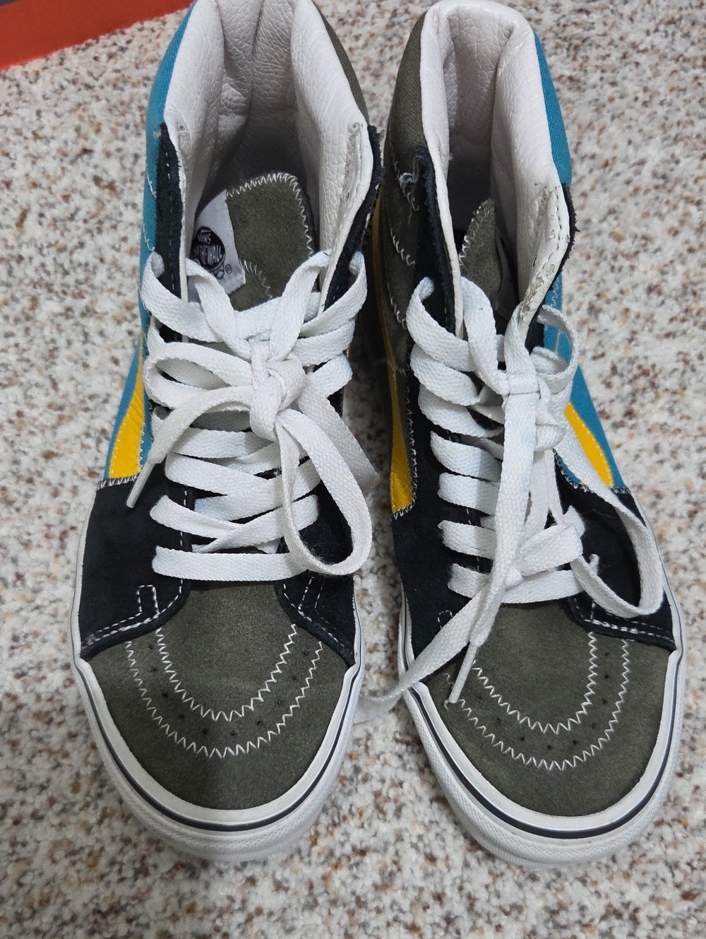 Vans Kids High-Top Sneakers in Olive, Black, Blue & Yellow